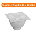 Ralo Sifonado Redondo Com Suporte Quadrado e Grelha Branco - Astra - Imagem 2