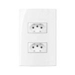 Conjunto de 2 Tomada Padrão Brasil 2 Pino + Terra Separados 10A-250V 4X2 Branca Slee