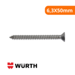 Parafuso Autoatarraxante Cabeça Chata Din7982 6,3X50mm - Wurth - Imagem 2