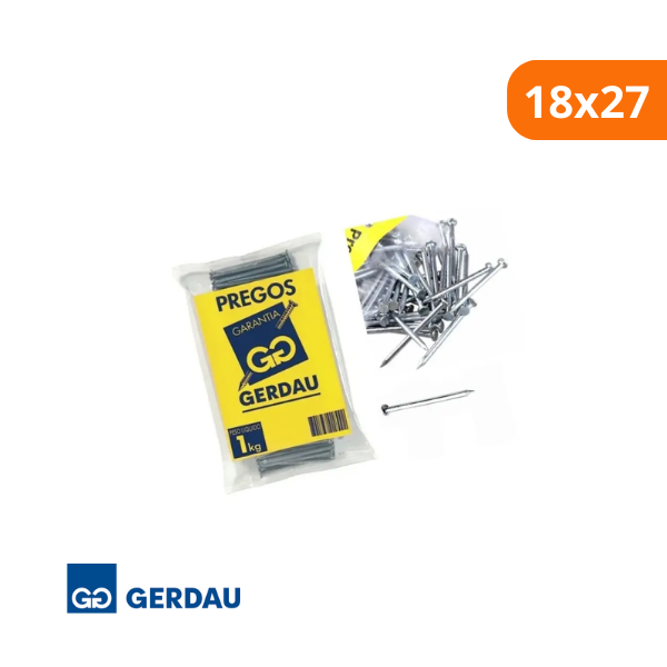 15348623441-prego-com-cabeca-18x27-gerdau-pacote-com-1-kg-gerdau-campo-limpo.png Prego Com Cabeça 18x27 Gerdau Pacote Com 1 Kg - Gerdau - Imagem 2