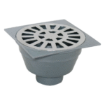 Ralo Sifonado Quadrado Cinza Com Grelha Redonda - Astra