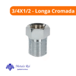 Bucha De Latão Redução 3/4X1/2 Longa Cromada - Metais Rei - Imagem 2