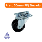 Rodízio Mesa Giratório Sem Freio R0509 RO Preto 50mm (Pp) Zincado - Aliança - Imagem 2