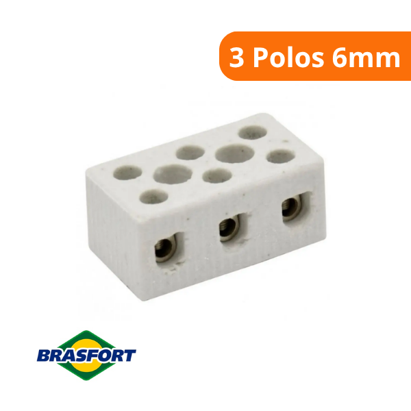 15356314584-conector-porcelana-3-polos-6mm-brasfort-campo-limpo.png Conector Porcelana 3 Polos 6mm - Brasfort - Imagem 2