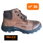 Bota de Segurança Couro Vaqueta Cor Tabaco Nº36 - Dellani - Imagem 2