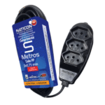 Extensão Elétrica Tripla Paralela 2x0,75 Preta 5m 561 - Naticon