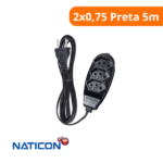 Extensão Elétrica Tripla Paralela 2x0,75 Preta 5m 561 - Naticon - Imagem 2
