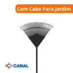 Vassoura Plástica Preta 22 Dentes Com Cabo Para Jardim - Canal