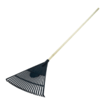 Vassoura Plástica Preta 22 Dentes Com Cabo Para Jardim - Canal - Imagem 2