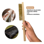 Escova De Aço 3 Fileiras Cabo Madeira - Compel - Imagem 2