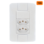 Interruptor 1 TEC simples + 2 Tomadas 10A 4X2 Jangada Romazi - Imagem 2