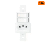 Interruptor 2 Teclas simples +Tomada 10A SPL Branca - Dunas Romazi - Imagem 2