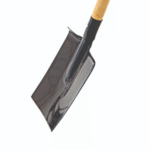 Pá com cabo de madeira.