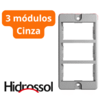 Espelho Modular Para Eletroduto PVC 3 Módulos Resina Cinza - Hidrossol - Imagem 2