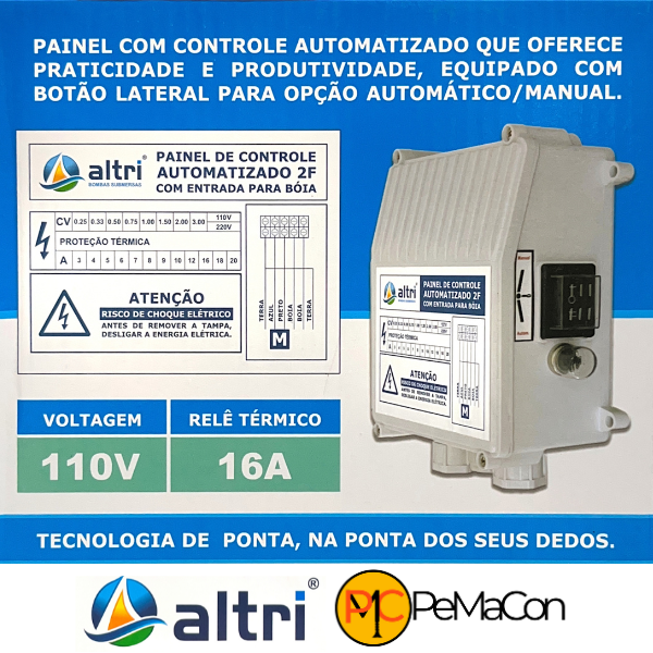 15218548499-15207616408-3.png Altri Painel Para Bomba de Poço Com Entrada Para Boia 2 fios 1.00cv Mono 110v 16A - Imagem 2