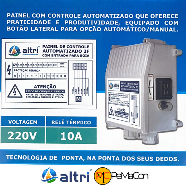 15218548527-15210309067-3-5.png Altri Painel Box Para Bomba de Poço Com Entrada Para Boia 2 fios 1.50cv Mono 220v 10A - Imagem 2