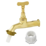 Torneira Curta Amarela Para Jardim E Tanque 1/2x3/4