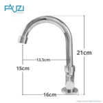 Torneira Lavatório de Mesa Cromada 1/4 Volta Bica Alta - Fauzi - Imagem 3