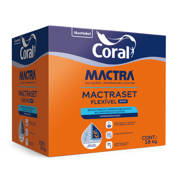 Impermeabilizante Mactraset 5000 Flexível Piscina e Reservatórios 18Kg - Coral Mactra