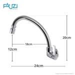 Torneira Cozinha Parede Cromada Bica Móvel 360° 1/4 Volta - Fauzi - Imagem 3